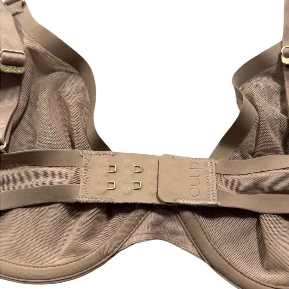 CUUP The‎ Mesh Taupe Beige Plunge Bra 34B